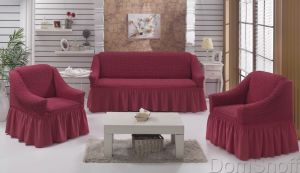 Набор чехлов для трехместного дивана и двух кресел Bulsan Грязно-розовый