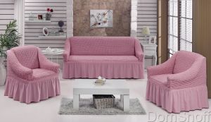 Набор чехлов для трехместного дивана и двух кресел Bulsan Светло-розовый
