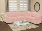 Чехол на диван угловой правосторонний Bulsan Светло-розовый