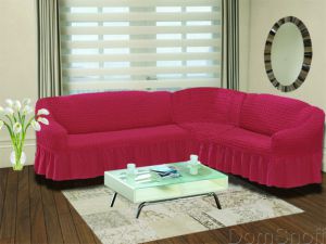 Чехол на диван угловой левосторонний Bulsan Грязно-розовый