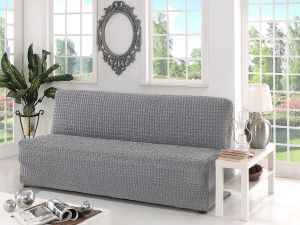 Чехол для дивана без подлокотников трехместный Karna серый